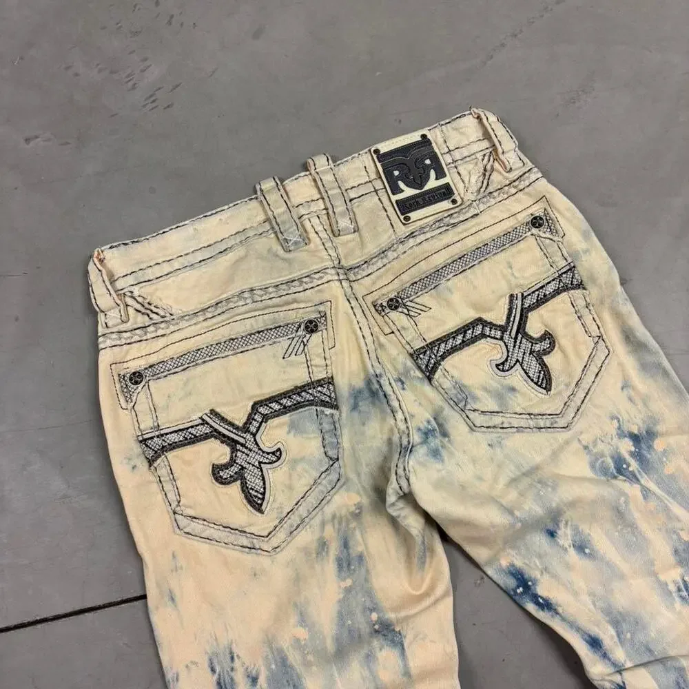 beautiful y2k rock revival slim straight jeans